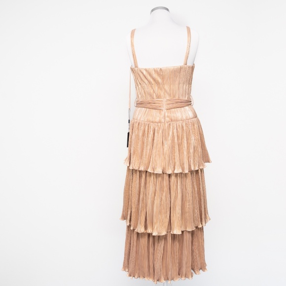 Mac Duggal -  Gold Ruffle Tiered Buckle Detail Dress - Picture 3 of 16